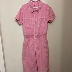 Cat & Jack Girls Pink Denim Utility Jumpsuit – Size M (7/8)